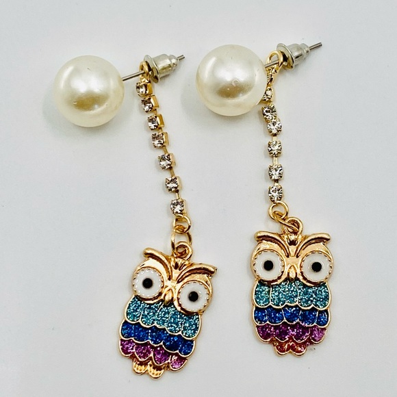 Jewelry - 🌼Colorful Owl Stud Drop Dangle Earrings JE02